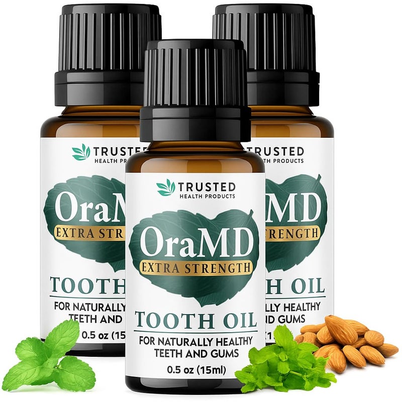 OraMD 4in1 Extra Stength Tooth Oil Clinically Tested Gum Disease Treatment Gingivitis Treatment and Sensitive Teeth and Gums AllNatural 3 Pack